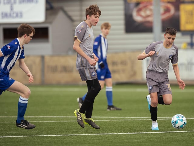 Action from the U15 Campbell McFaull Invitation Cup final between Hayling St Andrews Blue and Hayling St Andrew White. Picture: Keith Woodland (260221-175)