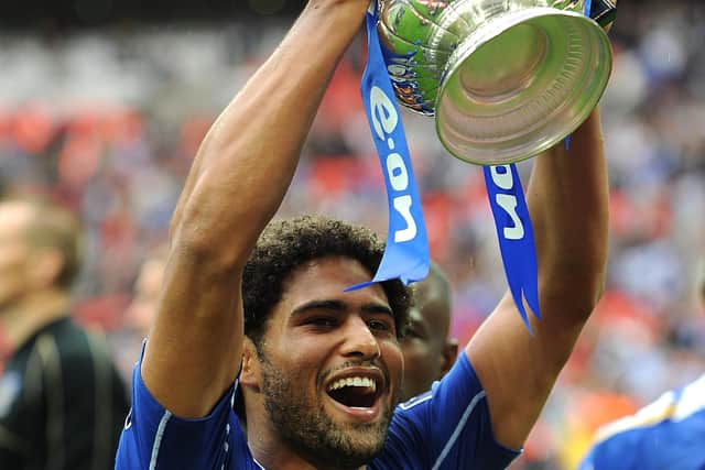 Portsmouth's Glen Johnson celebrates with the FA Cup