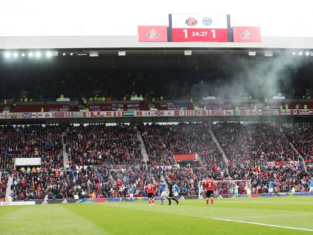 A smoke bomb was thrown by a Pompey supporter into the Sunderland fans during the Blues' visit to the Stadium of Light in April 2019.