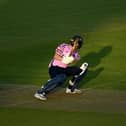 Jack Davies of Middlesex is bowled by Hampshire debutant Nathan Ellis. Photo by Alex Davidson/Getty Images.