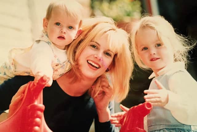 Becky with her daughters Lily and Joely in their Southsea garden in 1997.