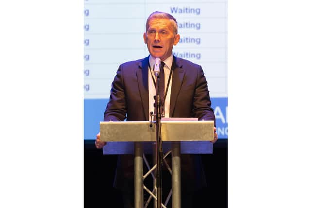 Fareham Borough Council CEO Peter Grimwood as returning officer on election night, May 2018
