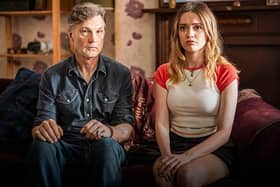 David Morrissey and Aimee Lou Wood star as father and daughter Malcolm and Gemma in the new sitcom Daddy Issues (Picture: BBC/Fudge Park Productions/James Stack)
