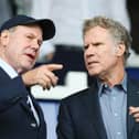 Pompey chairman Michael Eisner along side Will Farrell at Fratton Park