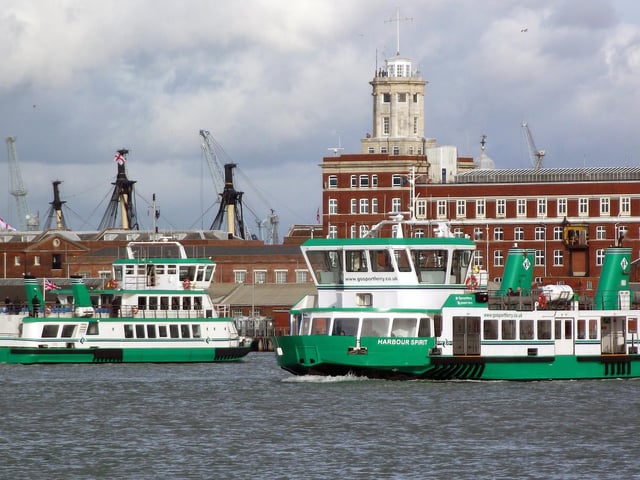 'Spirit of Portsmouth' and 'Harbour Spirit' together in Portsmouth Harbour.