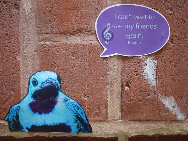 A new exhibition of work at Aspex Gallery by pupils from the Harbour School in Portsmouth features painted and collaged birds ‘tweeting’ a
message to someone they have missed during lockdown