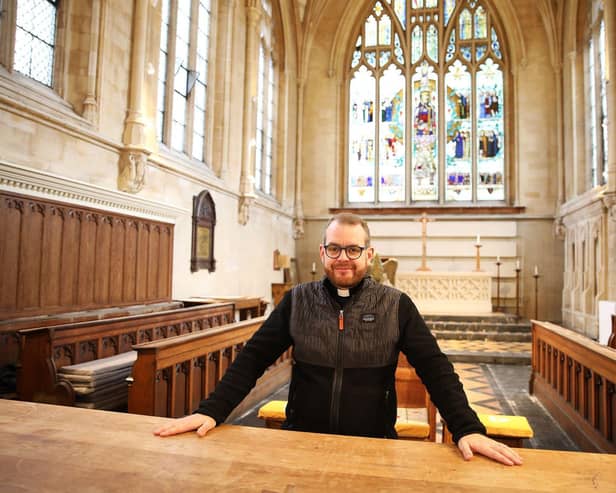 The Rev Alex Coakley-Youngs, team vicar, in the refurbished All Saints Church, Buckland