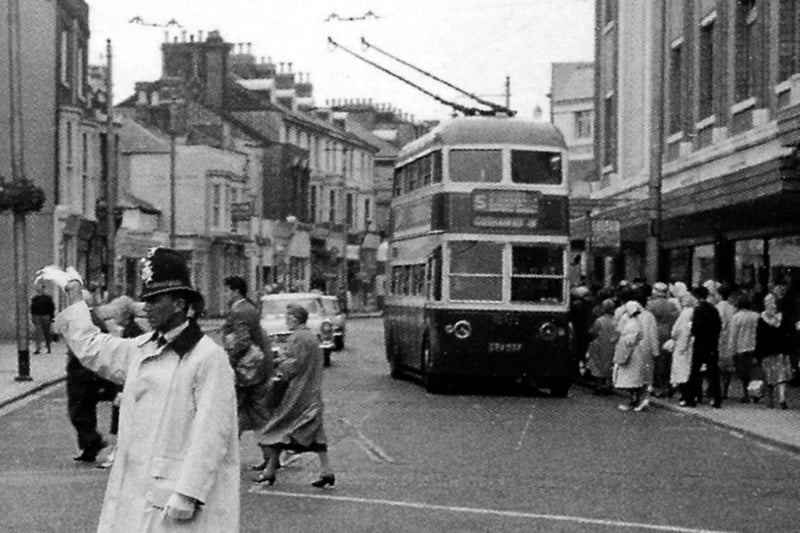 Directing traffic in Osborne Road, Southsea, 1963.