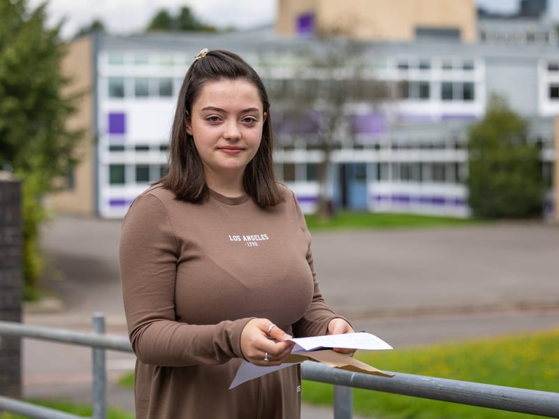Havant Academy student Ruby Musselwhite (16) reading her GCSE results. Picture: Mike Cooter (240823)