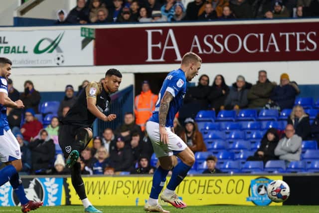 Dane Scarlett opens the scoring in the 2-0 victory over Ipswich in the Papa John's Trophy. Picture: Simon Davies/ProSportsImages