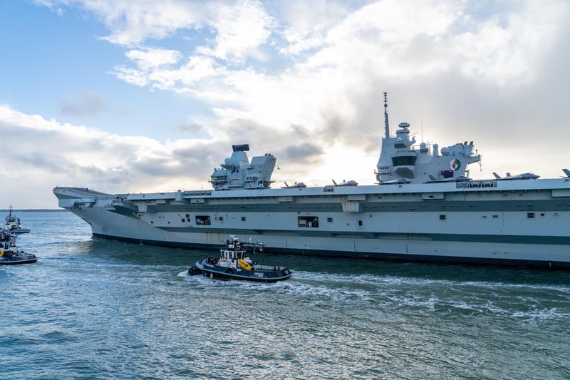 HMS Queen Elizabeth leave Portsmouth on 3rd of November. Photo by Matt Clark