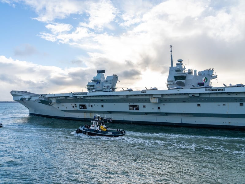 HMS Queen Elizabeth leave Portsmouth on 3rd of November. Photo by Matt Clark