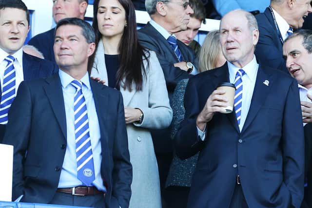 Pompey chief cxecutive Mark Catlin and chairman Michael Eisner. Picture: Joe Pepler