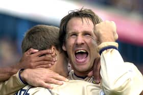 Paul Merson celebrates with Gary O'Neil after the youngster netted in a 3-1 win over Gillingham in September 2002. Picture: Steve Reid
