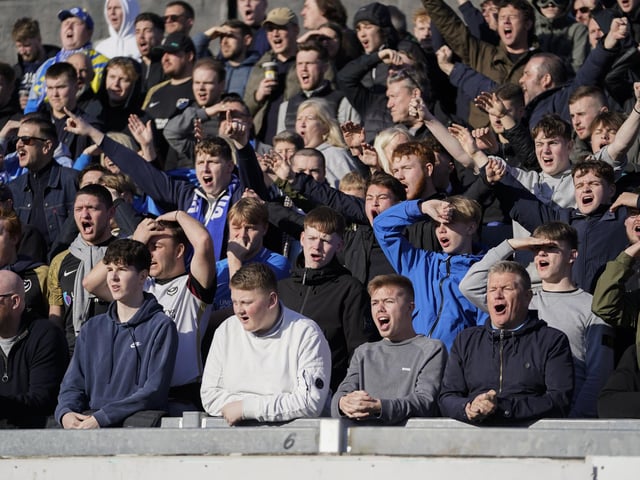 Pompey fans at the Blues' victory at the Memorial Stadium.