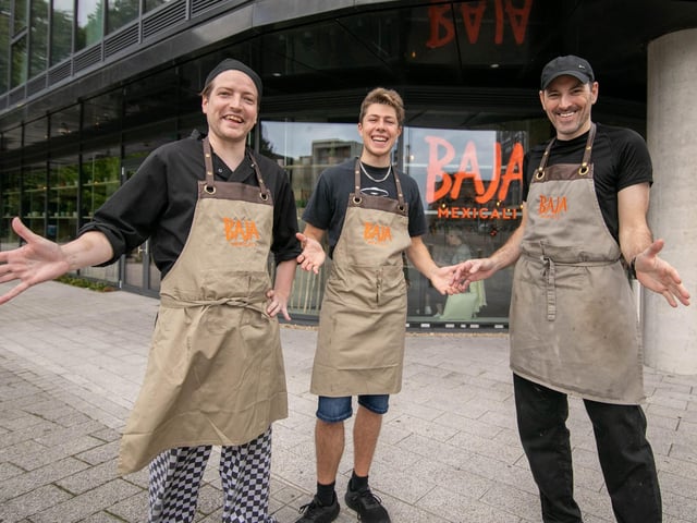 Baja Mexicali officially opened its doors to customers in September 2023 and is proving to be a hit with locals. 
The restaurant has a sister in Whiteley Shopping Centre and it offers a combination of Mexican and Californian food including nachos, wings, tacos and burritos.
Pictured: Matthew Wortley, Martin Sanz and Nick Bell at Baja, Stanhope Road, Portsmouth on Wednesday 13th September 2023

Picture: Habibur Rahman