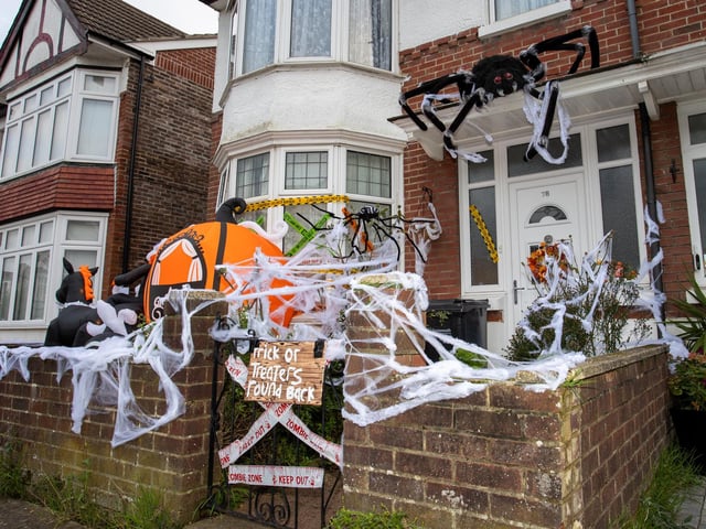 Dave and Louise Whitfield, along with a team of helpers have created a terrifying live action halloween maze in their own back garden. Pictured - Their house on Thurbern Road in Portsmouth has been transformed into the terrifying maze. Photos by Alex Shute