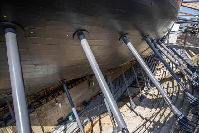 HMS Victory visitors will be able to walk underneath the hull of the ship for the first time in 100 years on 11 August 2020. Pictured: HMS Victory on entry to the view of the hull.
Picture: Habibur Rahman