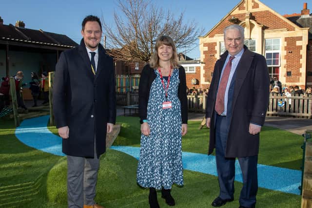 Cumberland Infant School opened their new Physical Development Area on Monday morning, along with Stephen Morgan MP, Head of Portsmouth Council Gerald Vernon-Jackson and Head Teacher Mrs Herbert. Picture: Alex Shute