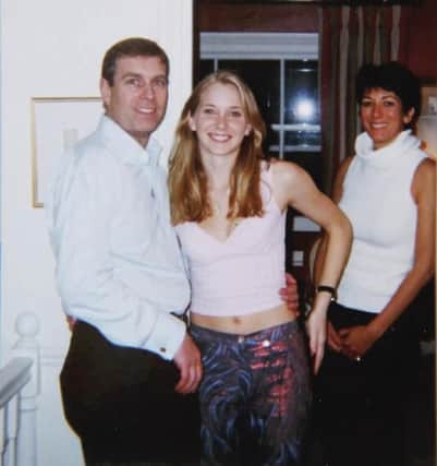 Undated handout photo issued by the US Department of Justice (left-right) of the Duke of York, Virginia Giuffre, and Ghislaine Maxwell. A legal document that has been released in which The Duke of York has demanded a jury trial as he seeks to defend a civil sex case brought by Virginia Giuffre also known as Virginia Roberts. Issue date: Wednesday January 26, 2022.