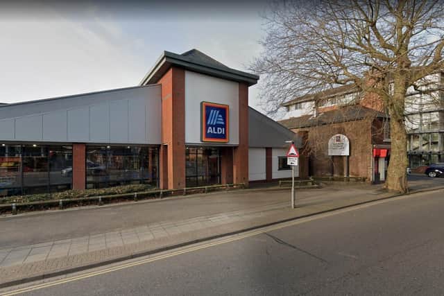 The man was robbed in the Aldi car park in Gamble Road, Buckland, yesterday evening just before 10.20pm. Picture: Google Street View.