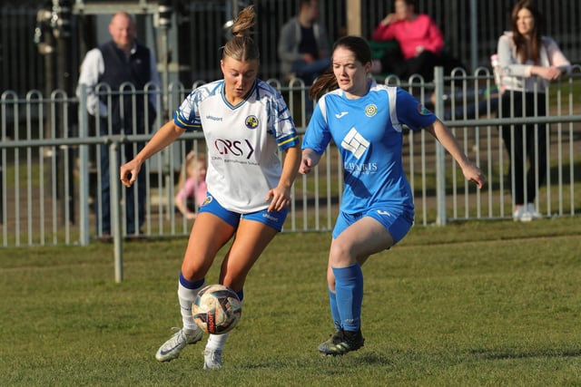 Hawks' Sarah Butterworth, left. Picture by Dave Haines