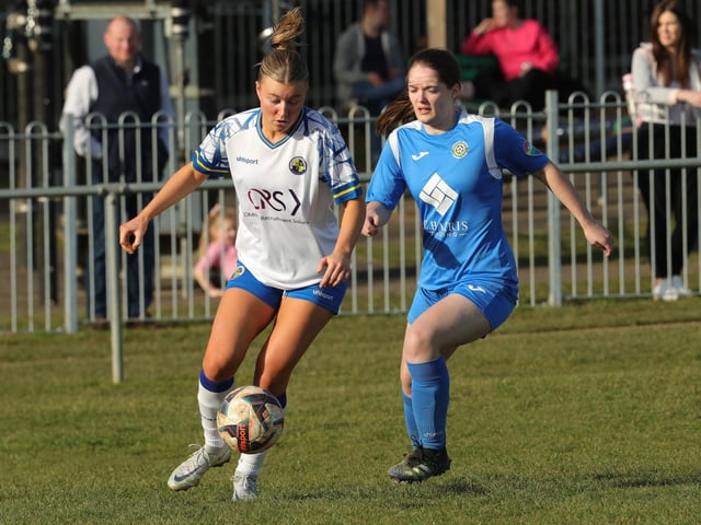Hawks' Sarah Butterworth, left. Picture by Dave Haines
