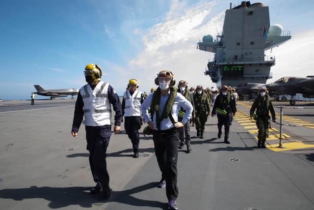 Nato Secretary General Jens Stoltenberg visits the  HMS Queen Elizabeth for Exercise Steadfast Defender 21. Photo: Nato