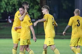 Callum Benfield has just given Fareham the lead at US Portsmouth. Picture by Ken Walker