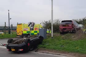 Road traffic incident on Portsdown Hill on Sunday, April 9, 2023.