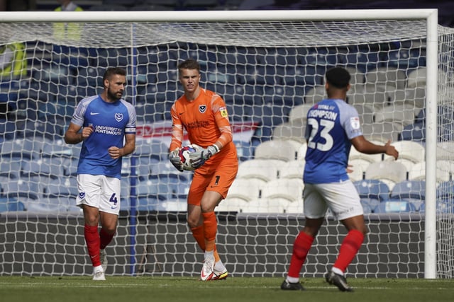 Josh Griffiths conceded twice but saved a penalty from Tyler Walker on his Fratton Park debut     Picture: Jason Brown/ProSportsImages