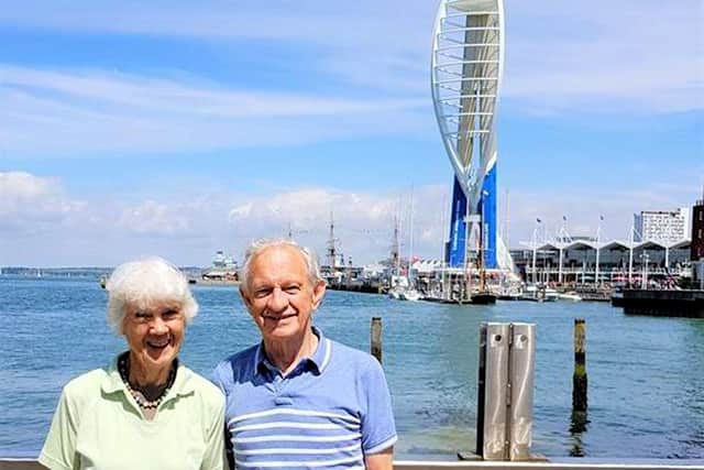 The Whittles outside the Spinnaker Tower.