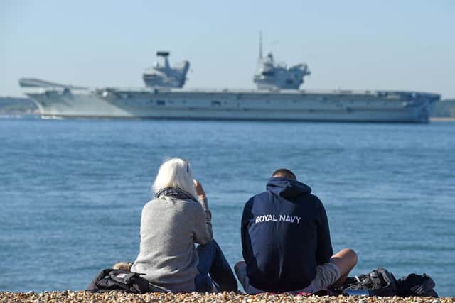 The £3.1bn ship will also undertake UK F-35 Lightning qualifying flights, carrying on the work that began when the stealth fighters took off from the ship for the first time last December. Picture: Simon Czapp, Solent News & Photo Agency