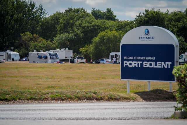 Travellers on the field opposite car park in Port Solent, Portsmouth on August , 2020. Cars and vans on the field opposite Port Solent car park.
Picture: Habibur Rahman