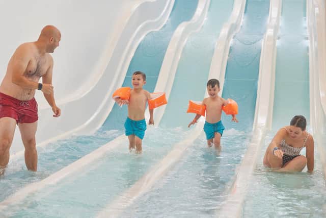 Slides at the swimming pool of Butlins, Bognor Regis. Picture credit: Butlins/PA