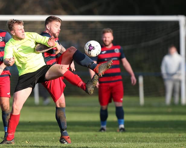 Paulsgrove (red and black) in Hampshire Premier League action against Bush Hill (now Millbrook) in October 2020. Picture: Chris Moorhouse