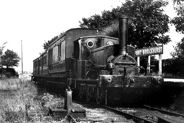 A Manning Wardle tank engine heads a train through Fort Brockhurst. Picture: John Alsop collection.