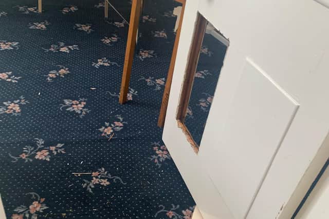 Raiders kicked through a door to gain access into the Buckland United Reformed Church over the weekend.