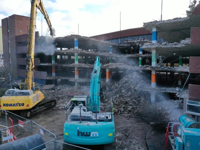 The demolition of Osborn Road carpark in Fareham