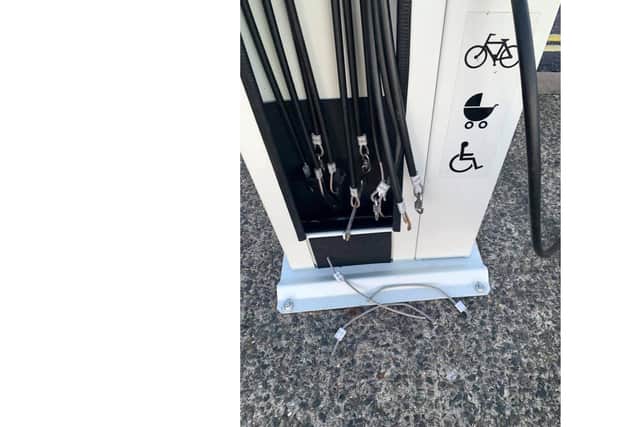 The damaged bike repair station at Clarence Pier. Picture Lesley White Foster