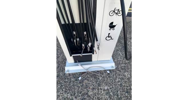 The damaged bike repair station at Clarence Pier. Picture Lesley White Foster