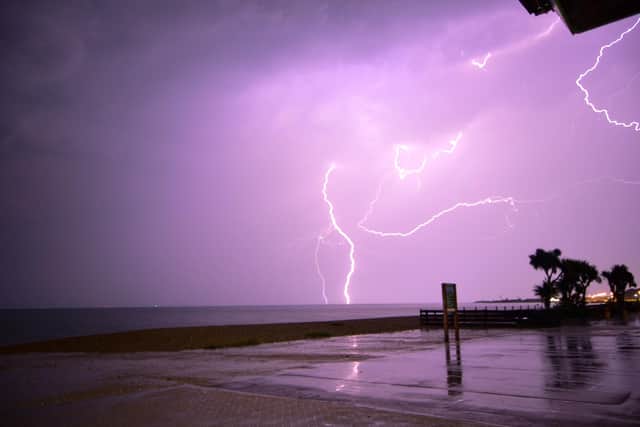 Lightning above Stokes Bay in Gosport last night 
Picture: Michael Seymour