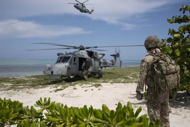 HMS Medway and RFA Argus on disaster relief exercises around the Cayman Islands