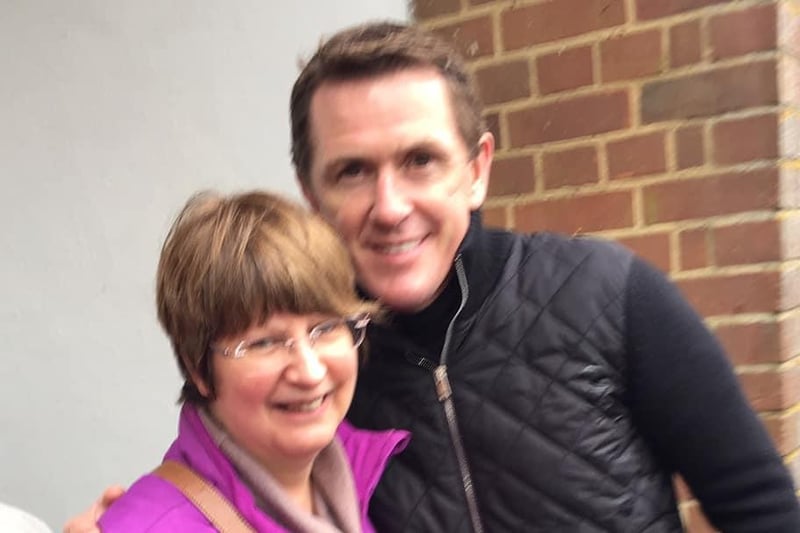 Cathy Wood with jockey Sir AP McCoy at Lambourn Open Day, 2018