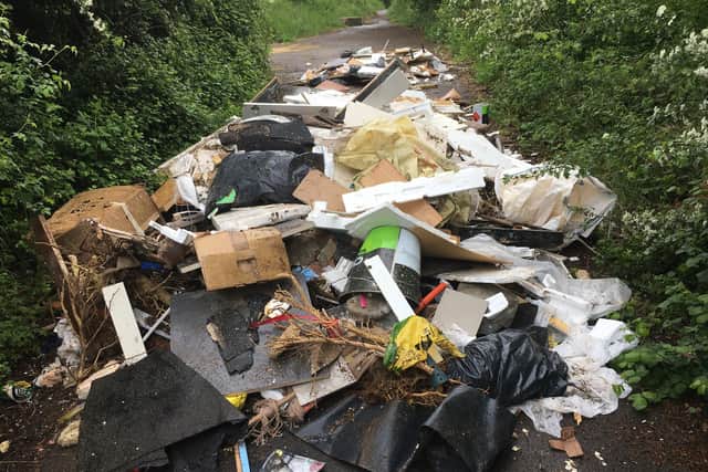 Flytipping in Cherque Lane, Fareham, on April 28, 2020