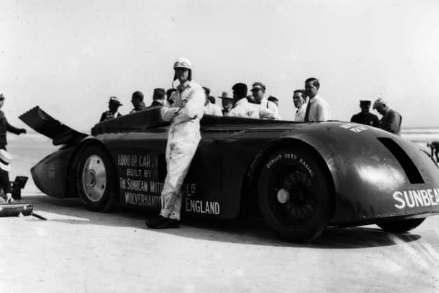Major Henry Segrave with Sunbeam 1000hp at Daytona Beach in Florida