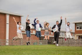 Pictured: Students celebrating their A-level results at City of Portsmouth College on Thursday, August 17. Picture: Habibur Rahman