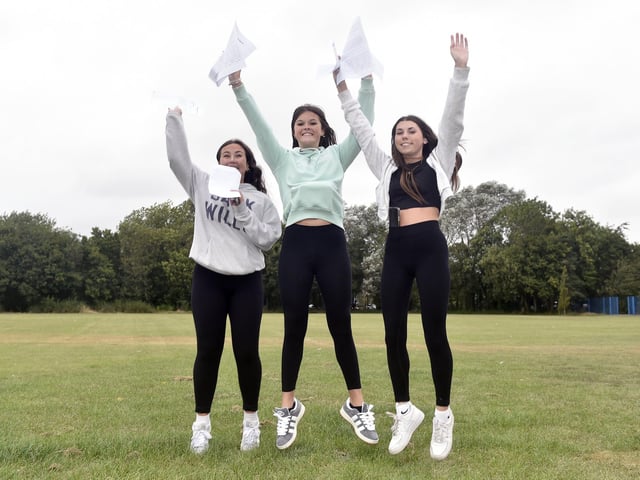 Pupils from King's Academy Brune Park in Gosport, picked up their GCSE results on Thursday, August 22, 2024.
Pictured is: (l-r) Sasha Ritter (16), Millie Brozek (16) and Darci Greenwood (16).
Picture: Sarah Standing (220824-9260)