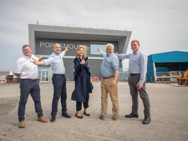 The new terminal at Portsmouth International Port has finally been completed. From L to R: Jason Ellam-Brown, principal project manager, Mike Sellers, Portsmouth International Port director, Penny Mordaunt, Portsmouth North MP, Cllr Gerald Vernon-Jackson and Andrew Williamson, head of cruise and ferry at the port.