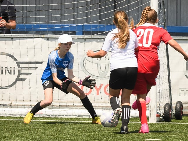Girls' football action from the Havant & Waterlooville Summer Tournament. Picture: Keith Woodland (030621-81)
